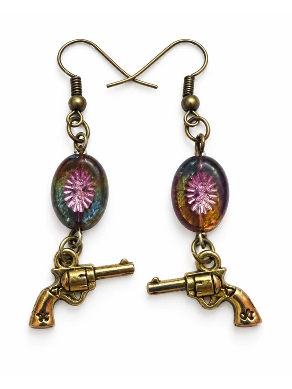 Western Revolver Dangle Earrings | western dangled earrings
